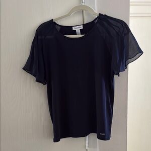 Calvin Klein Blue Flutter Sleeve Blouse